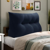 Triangular Reading Backrest Pillow 85% Linen 15% Cotton Blend—— Deep Blue